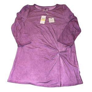 Cupio Purple Tunic with Ruched Front and 3/4 Sleeves, NWT